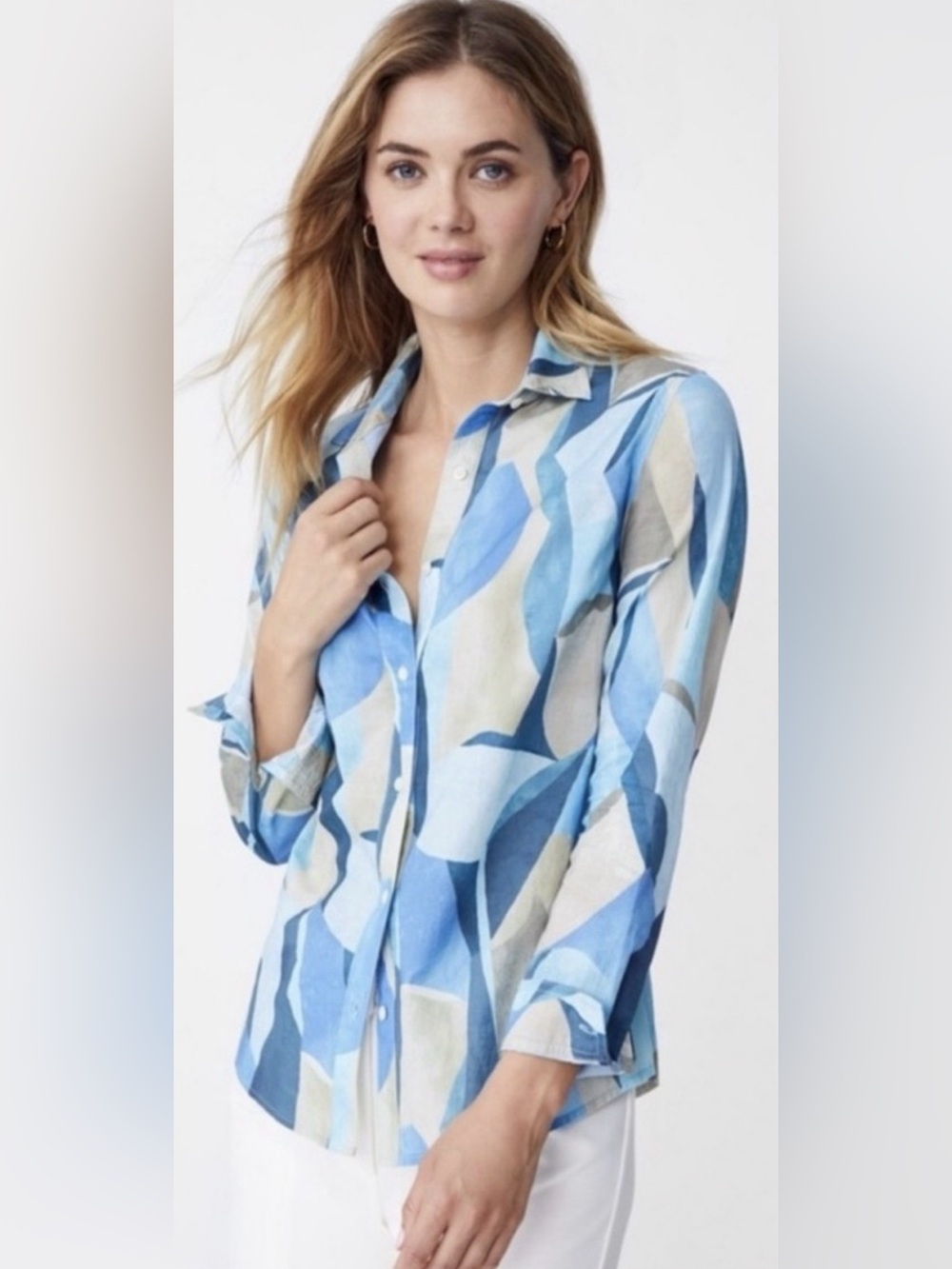 J. McLaughlin Abstract Geometric Pattern Button-Up Shirt Sz:L
Stylish-Versatile